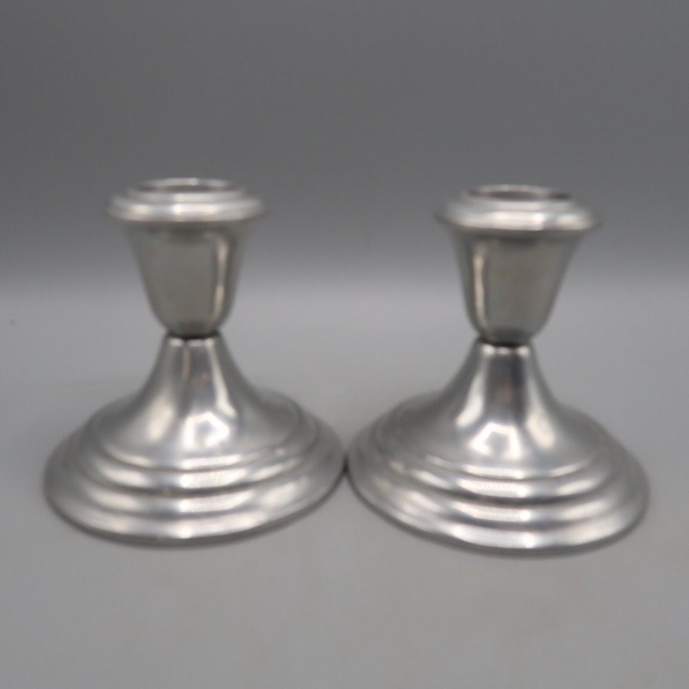 Pair Of Vintage Wilton Mount Joy Pewter Candle Holder Set PA USA